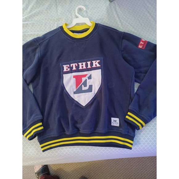 Ethik Worldwide Mens Sweatshirt Size M Navt Blue w Yellow trim Ethik Shi… - Picture 1 of 11